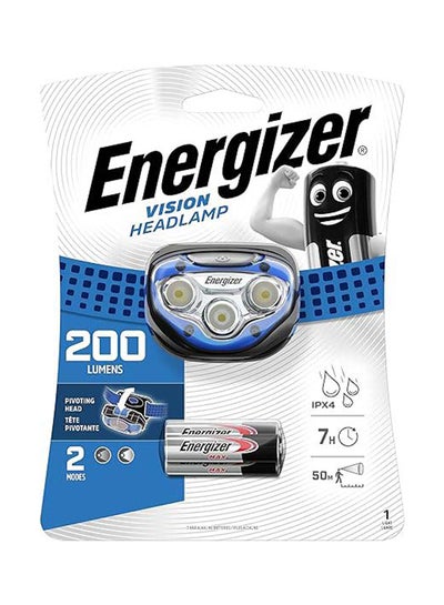 Buy Energizer Vision LED Head Torch, Bright Headlamp, Water Resistant, Hands-Free, Lightweight for Indoor and Outdoor Activities, Batteries Included Blue/Black/Silver in UAE