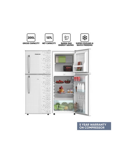 Buy 200L Gross / 127L Net, Double Door Refrigerator, Adjustable Glass Shelves, Convenient Defrosting, Temperature Control, Energy Saving R600A Gas, Silent Operation, Ideal For Home, Office And Hotels 200 L 313 kW NRF200DN3M Grey in UAE
