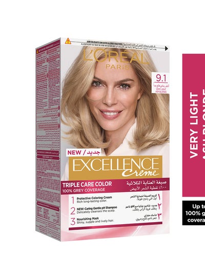 Buy Excellence Crème Permanent Hair Color 9.1 Very Light Ash Blonde in Saudi Arabia