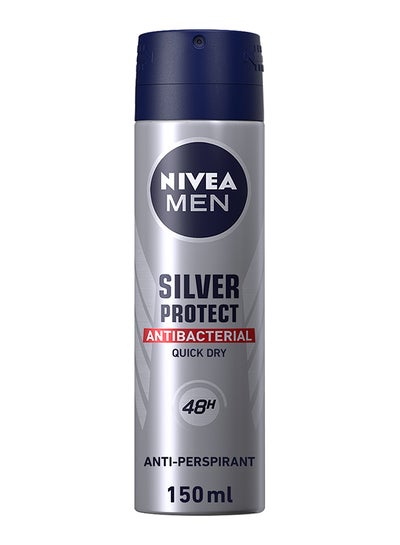 اشتري Men Silver Protect, Antiperspirant, Antibacterial Protection, Spray فضي/أزرق 150مل في الامارات