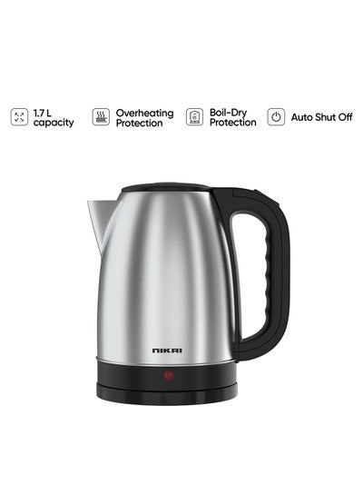 Buy Stainless Steel Electric Kettle Stylish And Safe Boiling, Auto Shut Off, Indicator Light, 360° Rotating Base, Timeless Design, Matt Finish, Ideal For Home And Office Use 1.7 L 1540 W NK420A/ NK420AX Silver/Black in UAE