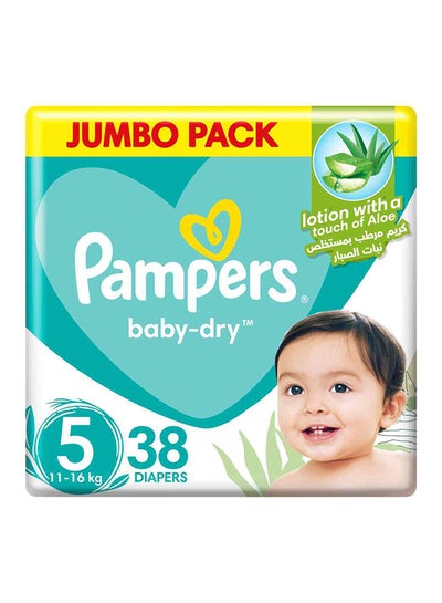 اشتري Baby-Dry Diapers, Up to 100% Leakage Protection Over 12 Hours, Size 5, 11-16kg, 38 count في الامارات