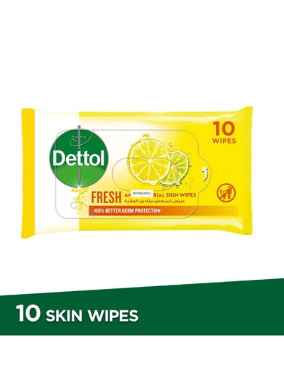 Buy Fresh Antibacterial Skin Wipes , Pack of 10 Water Wipes in UAE