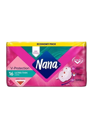 Buy Ultra Long Wings Sanitary Pads White 16 Pads in UAE