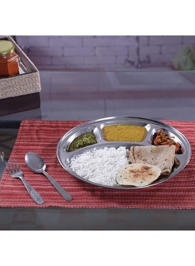 Buy 6 Pieces Stainless Steel Divided Dinner Plates Silver 32.5cm in UAE