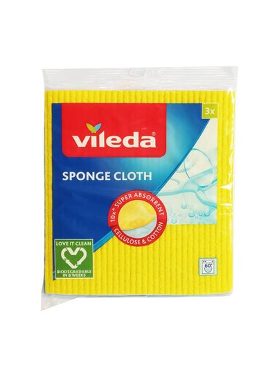 Buy Sponge Cloth 3 Pcs 100% Natural Materials Super Absorbent and Durable Multicolor 20x18cm in Saudi Arabia