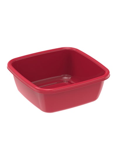 Buy Square Plastic Basin Tub Red 12.0Liters in UAE