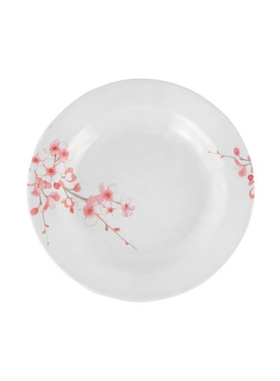 Buy Melamine Dinner Plate White/Yellow With Pink Floral 10inch in UAE