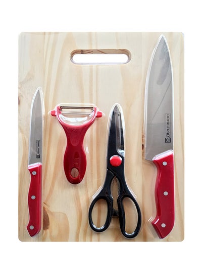 Buy 5-Piece Deluxe Cutting Set Black/Silver/Red in UAE