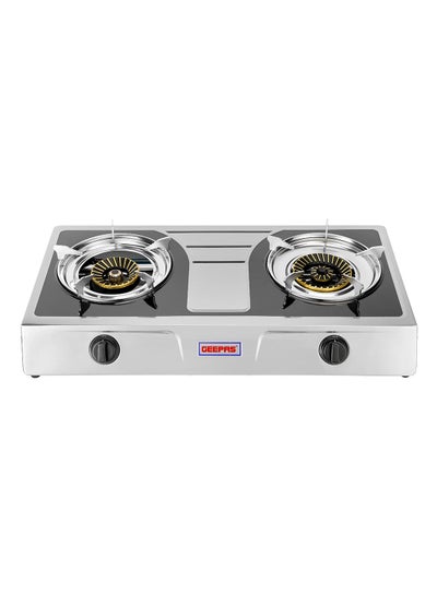 Buy Two Burner Stainless Steel Gas Burner Stove Auto Ignition, Outdoor Grill, Camping Stoves GK6856 Silver/Grey in Saudi Arabia