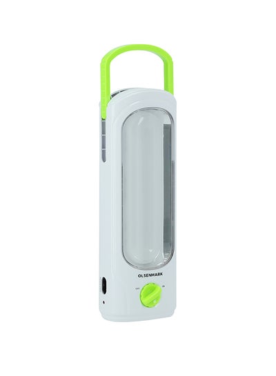 Buy Olsenmark Ome2651 Rechargeable Led Lantern- Energy Efficient, Usb Mobile Charging And Knob Switch| Compact, Portable And Light-Weight Design With Long Operating Time Up To 7 Hours| Perfect For Indoor And Outdoor Use| 2 Years Warranty White/Green in Saudi Arabia