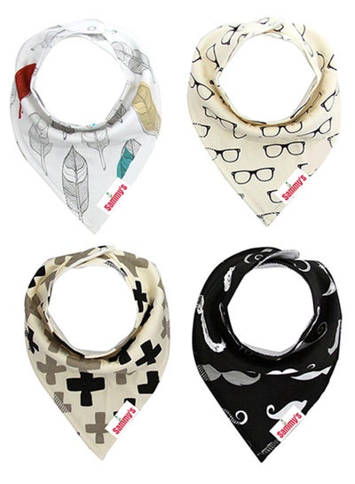 Buy Pack Of 4 Bandana Bibs Organic Cotton Glasses Mustaches in UAE