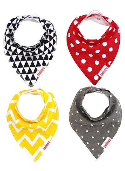 Buy Pack Of 4 Bandana Bibs Organic Cotton - Triangle Dots in UAE