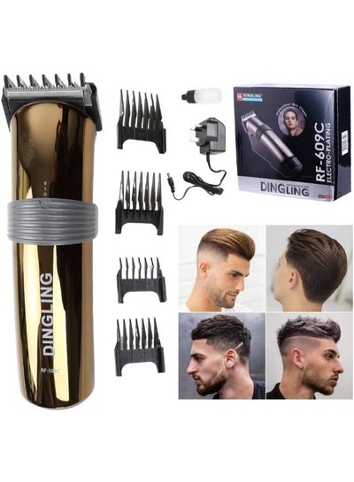 Buy Electro Plating Hair Clipper Hair Trimmer for Male, RF-609C Black/Gold in UAE