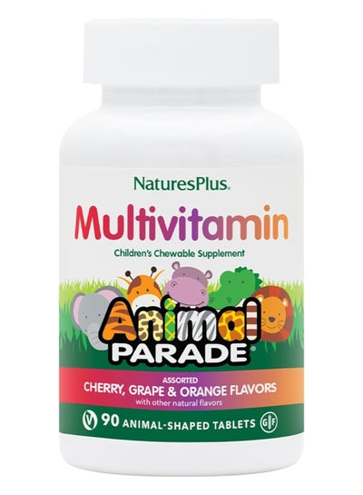 Buy Multi Vitamin Animal Parade Children'S Chewable Supplement Assorted Flavors - Cherry, Orange, Grape 90 Animal Shaped Tablets in UAE