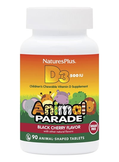 Buy Animal Parade D3 500 Iu Children'S Chewable Vitamin D Supplement Black Cherry Flavor 90 Animal Shaped Tablets in UAE