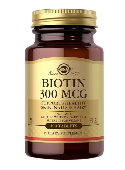 Buy Biotin 300 Mg Supports Healthy Skin Nails And Hair Gluten Wheat And Dairy Free  Suitable For Vegans 100  Tablets in UAE