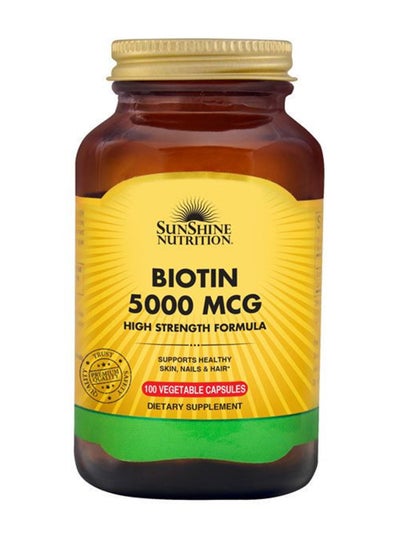 Buy Biotin 5000 Mg High Strength Formula Supports Health, Skin, Nails And Hair Dietary Supplement 100 Vegetable Capsules in UAE