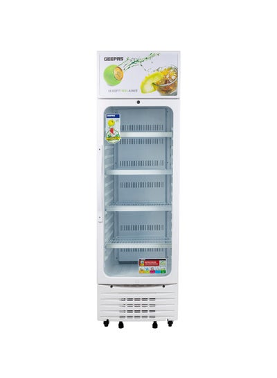 Buy Upright Showcase Chiller 380L CFC Free| Lock and Key | Adjustable Thermostat, Bottle Cooler | Ideal for Drinks Fridge| Low Energy Compressor Fan 380 L 100 W GSC6549 White in UAE