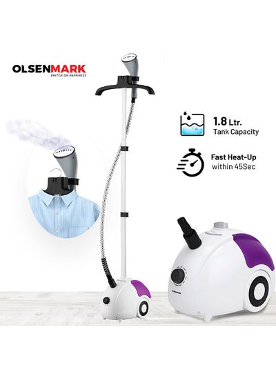 Buy Garment Steamer Fast Heating Suitable for All Kinds of Fabric Aluminum Pole 1.8 L 2000 W OMGS1690N White in UAE