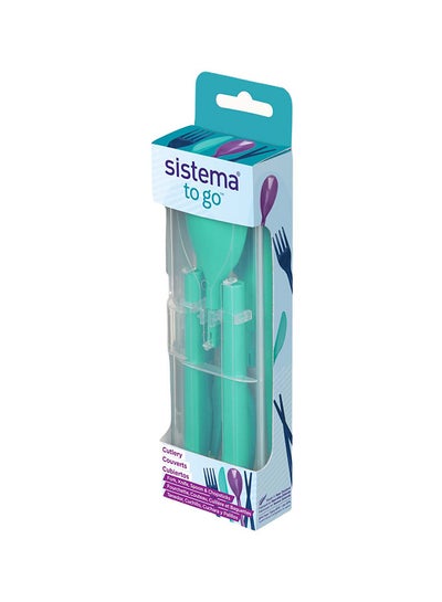 Buy Sistema Cutlery Set To Go Green : Utensil Set - Travel-friendly - Portable - Reusable - BPA-free Green in Saudi Arabia