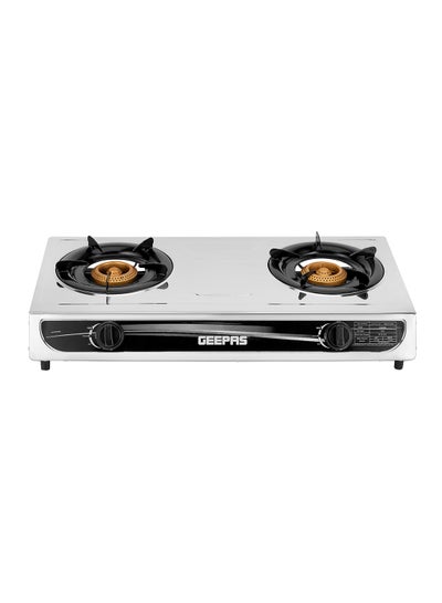 Buy 2-Burner Gas Hob/Burner - Durable Stainless Steel Gas Range with Auto Ignition | Home,Outdoor Grill, Camping Stoves GK6898 Silver/Black in UAE