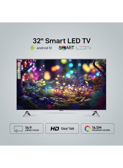 Buy 32 Inch Frameless HD Smart LED TV With Remote Control, HDMI And USB Ports, Head Phone Jack, PC Audio In ,Wi-Fi, Android 12.0 With E-Share,YouTube Etc GLED3202SEHD Black in UAE