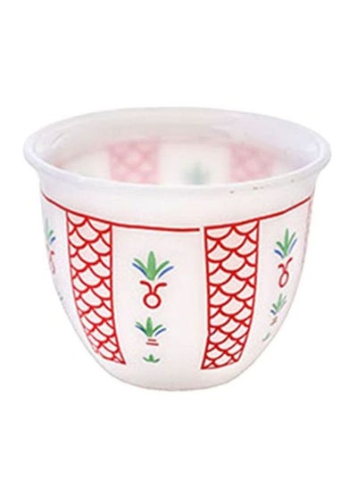 Buy Round Cawa Cup 120 ml Porcelain White/Red in Saudi Arabia