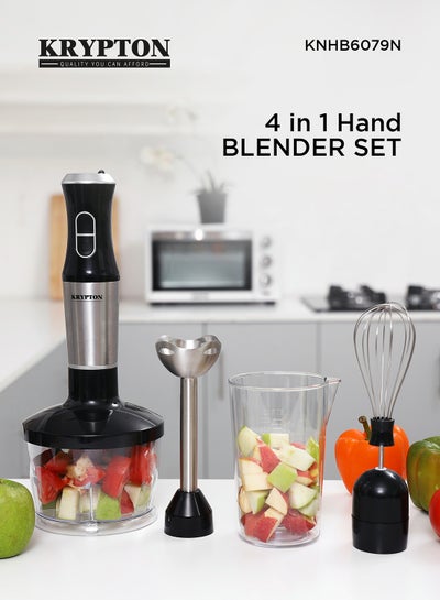 Buy 4 In 1 Hand Blender Set With Stainless Steel Blade, 2 Speed Options, 500 ML Cup And 600 ML Chopper KNHB6079N White/Black/Clear in Saudi Arabia