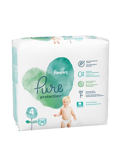 Buy Pure Protection Diapers, Size 4, 9 - 14 Kg, 28 Count - Dermatologically Tested in Saudi Arabia