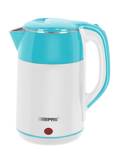 Buy Double Layer Electric Kettle, Automatic Cut-Off, Stainless Steel Inner Body, 360 Degree Cordless Jug, Detachable Power Base, Switch Off/ Boil Dry Safety Cut-Off 1.8 L GK6138 White/Blue in Saudi Arabia