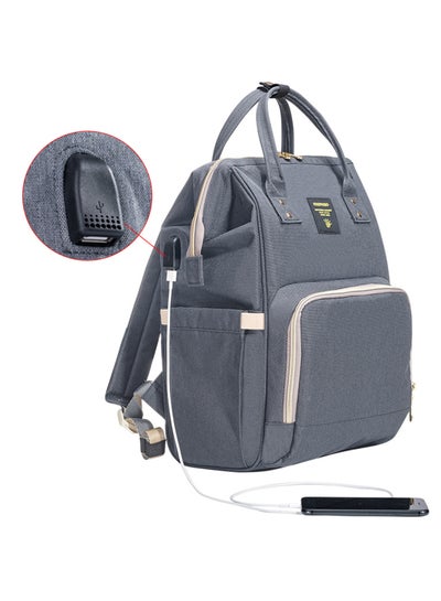 Buy Multifunction Travel Backpack Diaper Bag With USB - Grey in Saudi Arabia