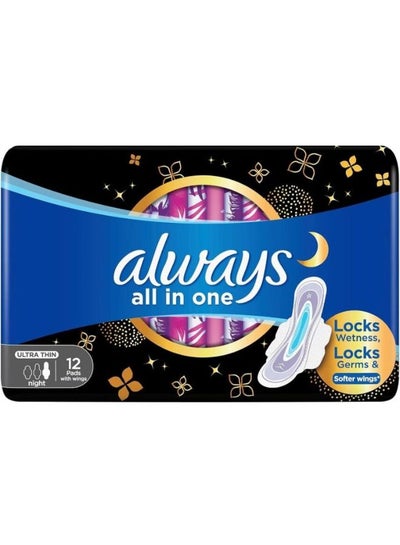 Buy All In One Ultra Thin, Night Sanitary Pads, 12 Count in Saudi Arabia