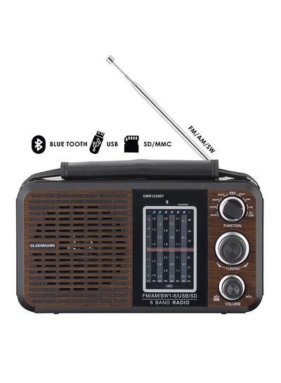 Buy Rechargeable Radio With USB OMR1239BT Brown/Black in Saudi Arabia