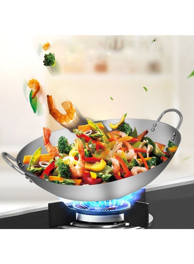 Buy Stainless Steel Wok Pan Silver 50cm in Saudi Arabia