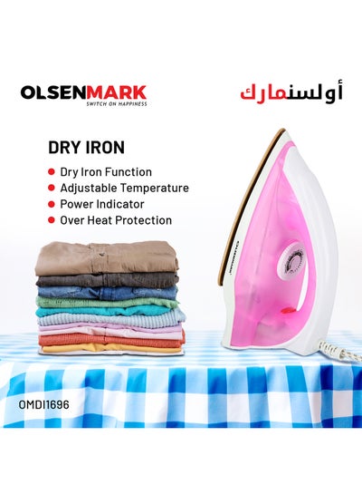 Buy Dry Iron 1200 W Omdi1696 White/Pink in UAE