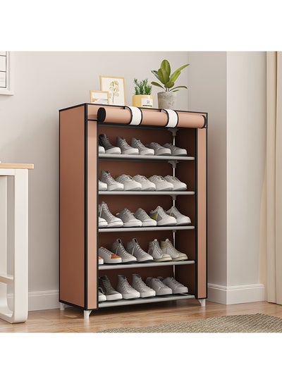 Buy 5-Layer Shoe Rack Brown 90x60x30cm in Saudi Arabia