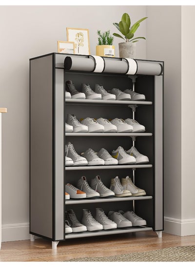 Buy 5-Layer Stylish Shoe Organizer, Shoe Rack for Entryway Hallway Storage Furniture with 5 Open Shelves Grey 60x30x90cm in Saudi Arabia