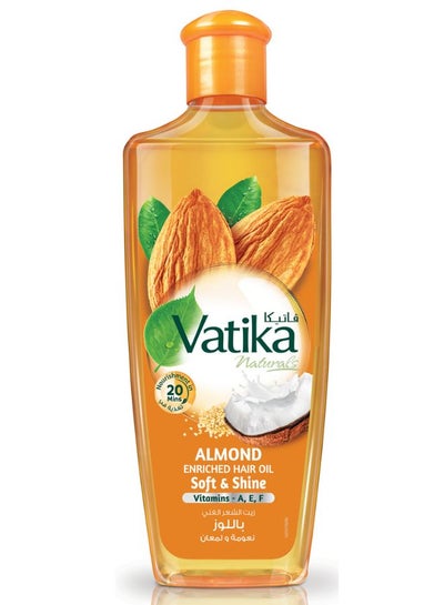 Buy Vatika Naturals Almond Enriched Hair Oil 180 ml | Coconut & Sesame | Softens & Shines Dry & Frizzy Hair 200ml in UAE