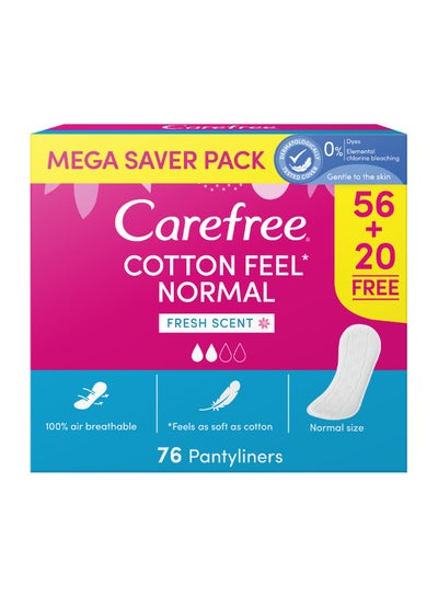 Buy Panty Liners Cotton Fresh Scent 76 Piece in Saudi Arabia