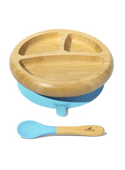 Buy Bamboo Suction Classic Plate Spoon Set in UAE