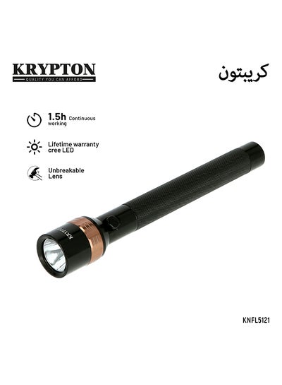 Buy Rechargeable LED Flashlight With Adapter Black in Saudi Arabia