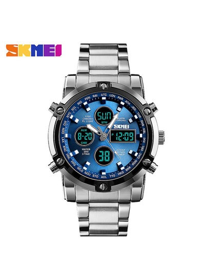 Buy Men's Stainless Steel Digital Analog Watch 1389 - 48 mm - Silver in Saudi Arabia