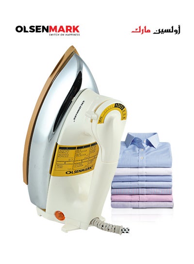 Buy Handheld Electric Dry Iron With Non-Stick Golden Teflon Soleplate 1200 W OMDI1741 White/Silver/Gold in Saudi Arabia