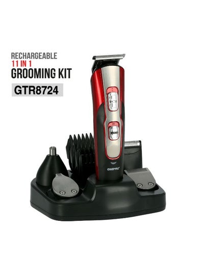 Buy 11-In-1 Rechargeable Grooming Kit Red/Black 6x23.6x16.2cm in UAE