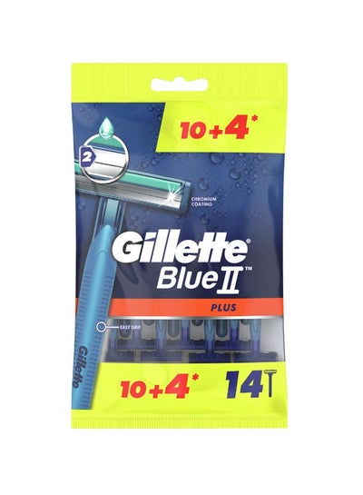 Buy Blue II Plus Mens Disposable Razors 10+4 Count in Saudi Arabia