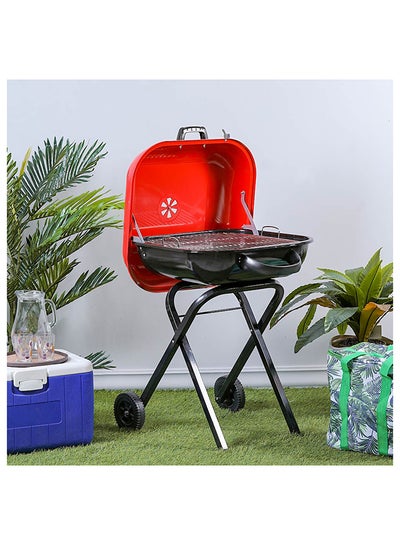 Buy Danube Home Aero Oblique Bbq Grill Set Portable Cart Style Charcoal Barbecue For Outdoor Cooking Black/Red in UAE