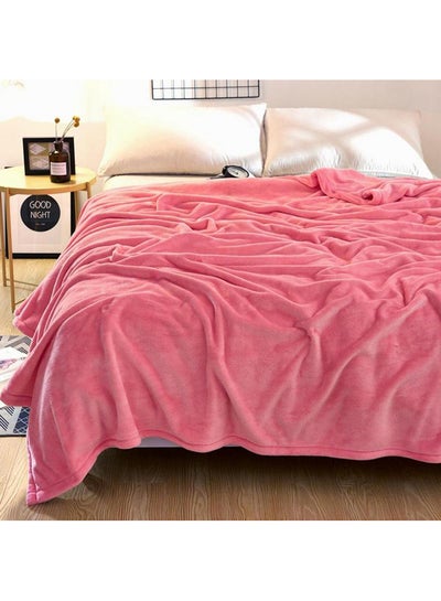 Buy King Size Silky Plain Microfiber Bed Blanket Flannel Pink in UAE