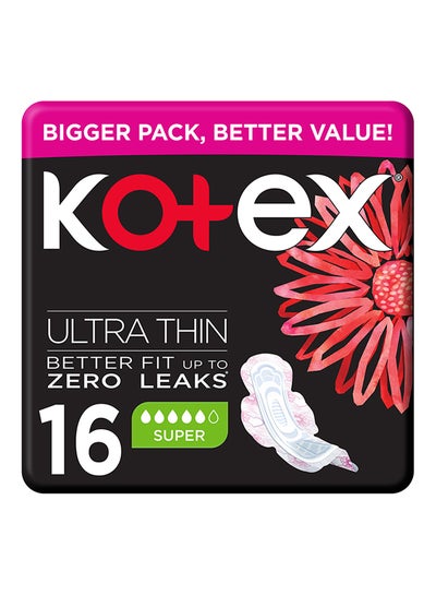 Buy Ultra Thin Super Size Sanitary Pads With Wings 16 Pieces in UAE