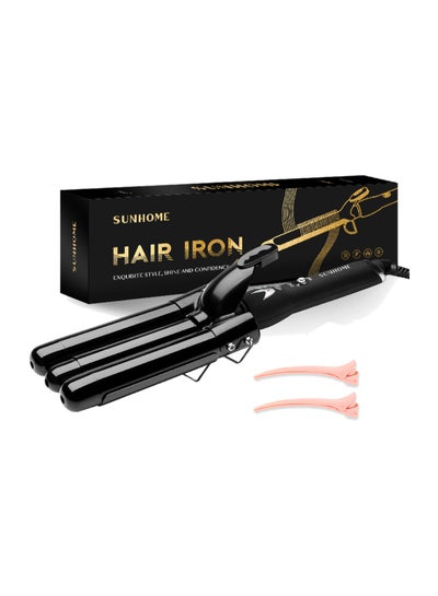 Buy 3-Barrel Electric Iron Hair Curler,25mm Black 380mm in UAE